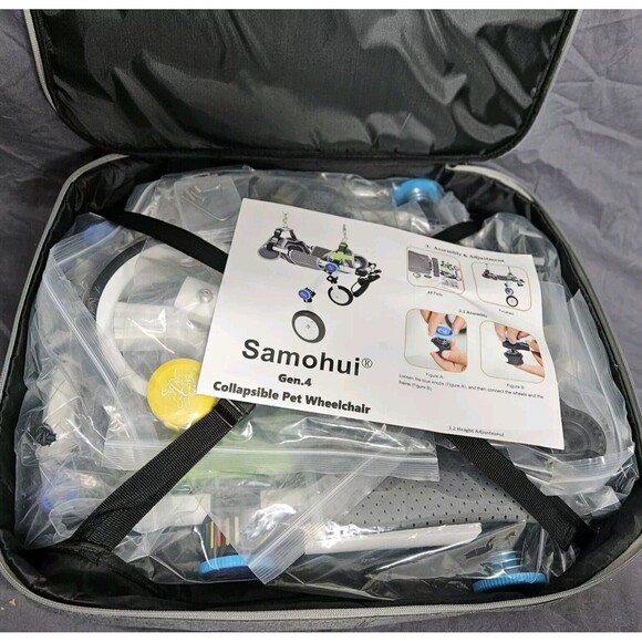 White Dog Wheelchair Back Legs Lightweight Foldable +Carrier Case M by HOBEYHOVE - Picture 2 of 9